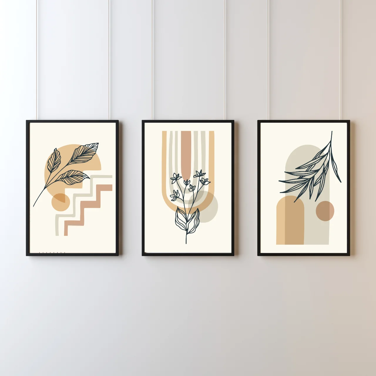 Boho Botanical Line Art Wall Decor – Set of 3 Minimalist Abstract Prints