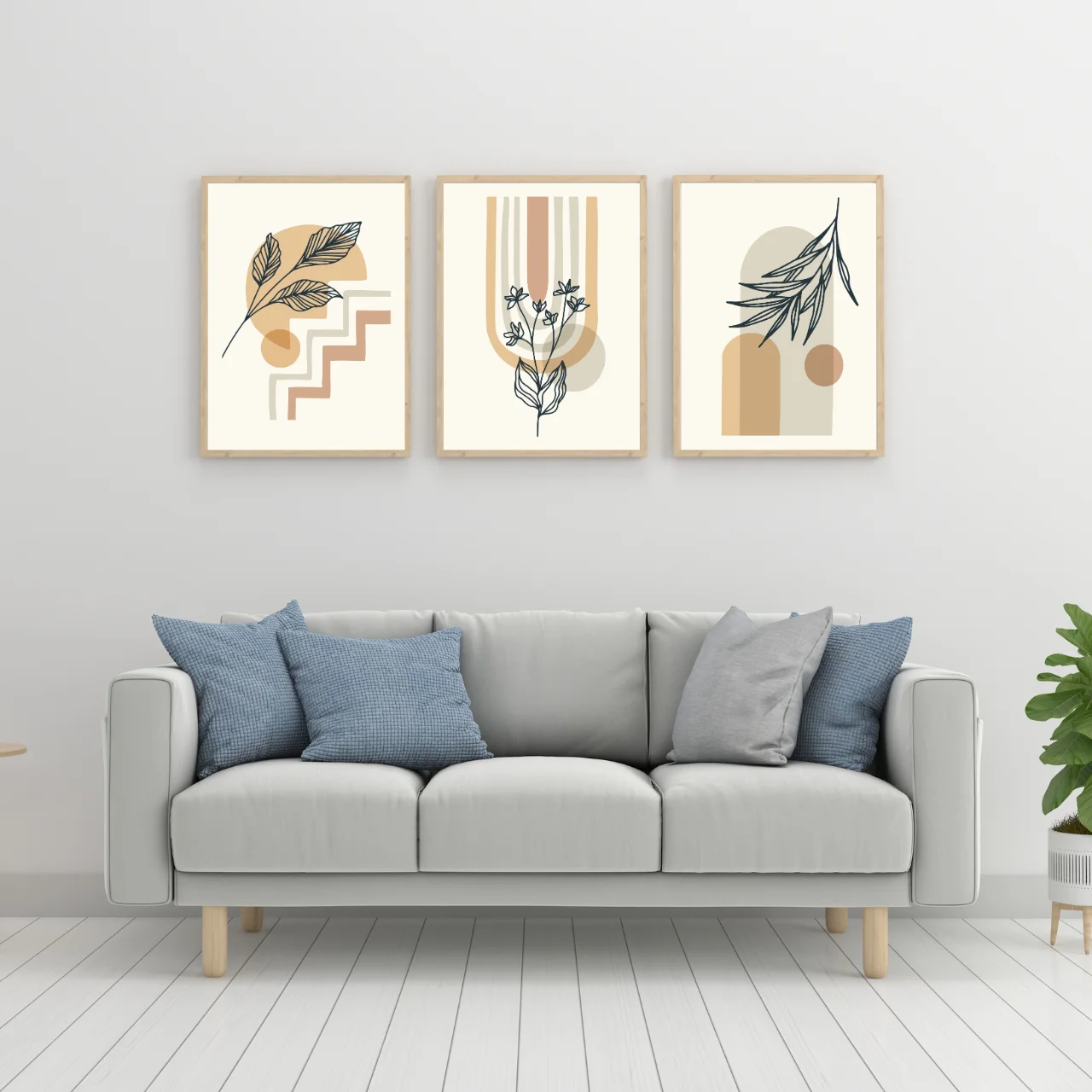 Boho Botanical Line Art Wall Decor – Set of 3 Minimalist Abstract Prints
